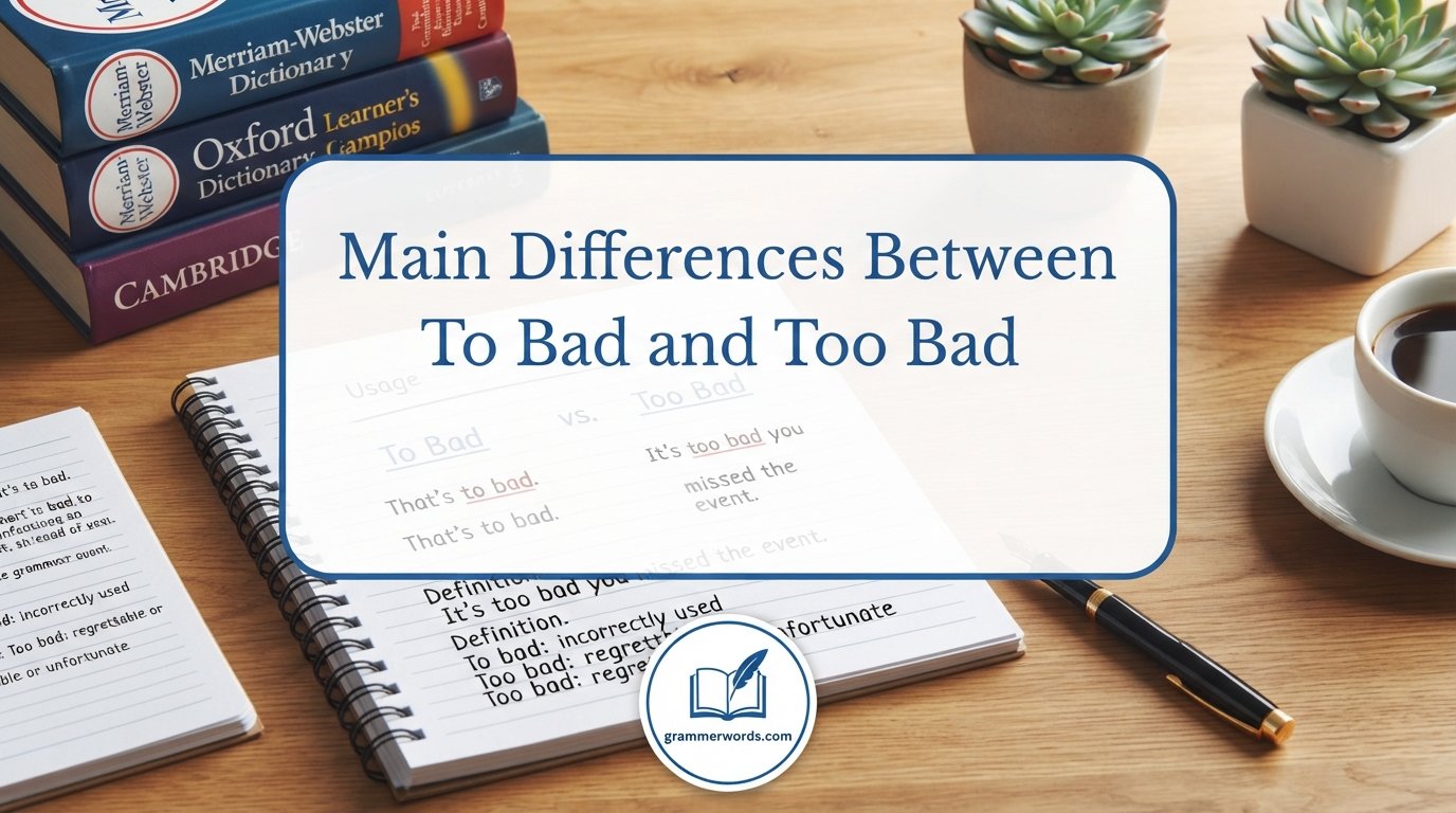 Main Differences Between To Bad and Too Bad